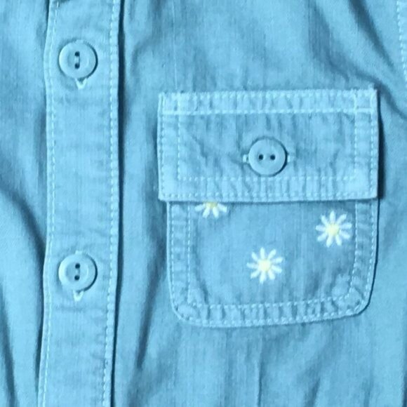 Gymboree  Girl's Green (Dyed) Jumpsuit, Size 2T, Embroidered daisy details on fr - Picture 3 of 3